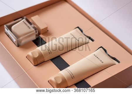 Grodno, Belarus-05.25.2020: Close-up Of Narciso Rodriguez Poudree Eau De Parfum, Shower Gel Cream