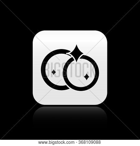 Black Washing Dishes Icon Isolated On Black Background. Cleaning Dishes Icon. Dishwasher Sign. Clean