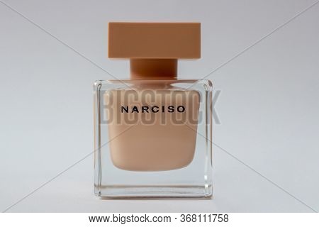 Grodno, Belarus-05.25.2020: Close-up Of Narciso Rodriguez Poudree Eau De Parfum, Shower Gel Cream.