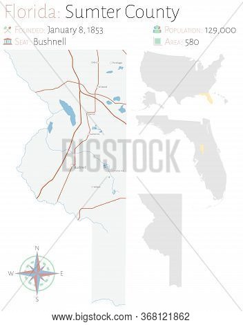 Large And Detailed Map Of Sumter County In Florida, Usa.
