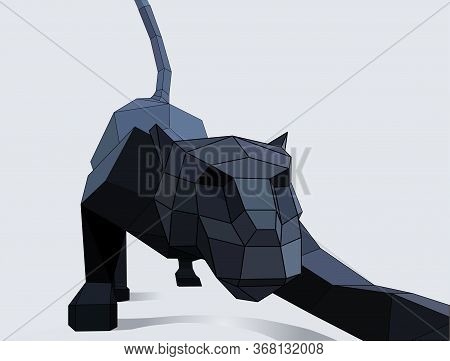 Low Poly Panthers  In Perspective, Vector Graphic Color Illustration