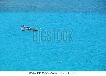 Socotra Island, Yemen. Fishing Boat Shown In The Gulf Of Aden, Arabian Sea