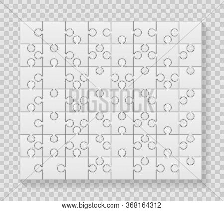 Set Of Black And White Puzzle Pieces Isolated On White Background. Jigsaw Tiles, Mind Puzzles Piece 