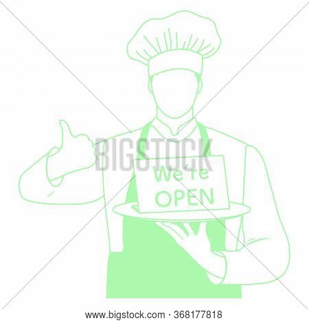 Vector Illustration Reopening Of Cafe, Restaurant After Covid-19 Quarantine, Coronavirus Pandemic. C