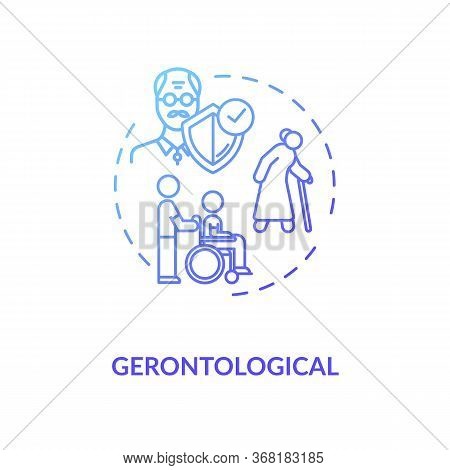 Gerontology Concept Icon. Community Service Idea Thin Line Illustration. Aged People Care And Securi