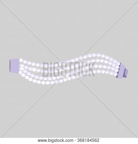 Pearl Bracelet. Bead, String, Fastener. Jewelry Concept. Illustration Can Be Used For Topics Like Ge