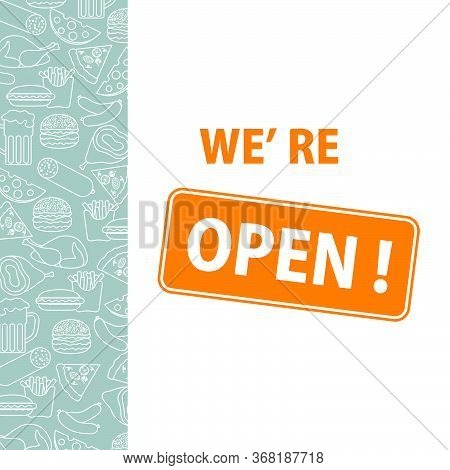 Vector Illustration Reopening Of Street Food Trading, Pizza Shops, Fast Food Cafe After Covid-19 Qua