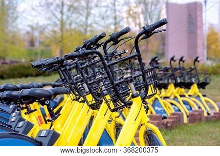 Bicycle Sharing In Europe. A Healthy Walk. Quick Ride.world Cycling Day June 3 Sports Bike.healthy L