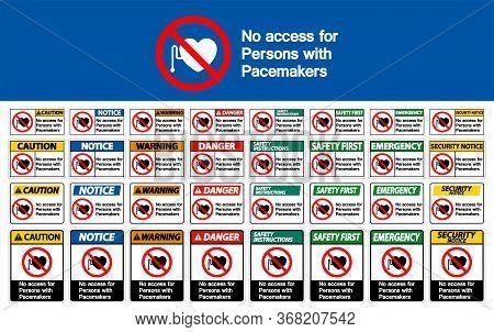 No Access For Persons With Pacemaker Symbol Sign On White Background