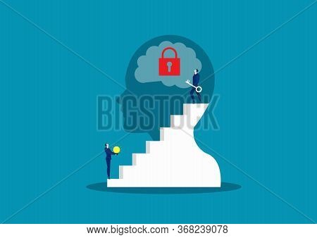 Business Take Key For Unlock Brain , Possitive Thinking Background