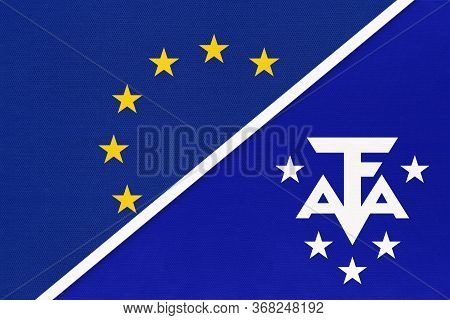 European Union Or Eu And Scattered Islands In The Indian Ocean Taaf National Flag From Textile. Symb
