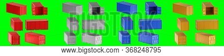 A High Quality Image Of 20ft Shipping Containers On A White Background With Clipping Path. Set Twent