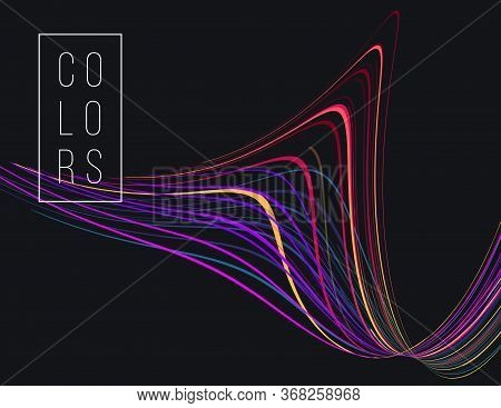 Abstract Poster With Equilizer Lines In Movement, Bright Neon Curve, Sound Background