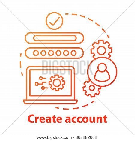 Create Account Red Concept Icon. Social Network Profile Registration Idea Thin Line Illustration. Ne