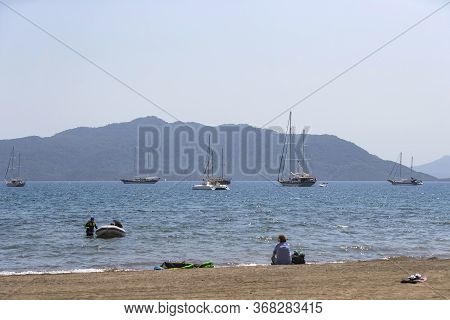 Turkey, Marmaris - 30 April, 2017: Port With Yachts Boats And Boats In The Touristic Eco-friendly Ci