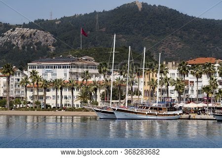 Turkey, Marmaris - 30 April, 2017: Port With Yachts Boats And Boats In The Touristic Eco-friendly Ci