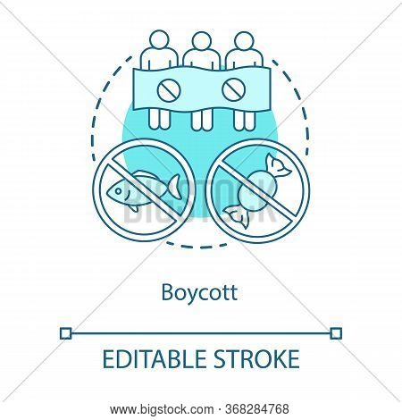 Boycott Concept Icon. Public Demonstration, Product Sanctions, Consumer Activism Idea Thin Line Illu