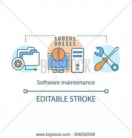 Software Maintenance Concept Icon. Fixing Program Defects, Correct Faults. Computer Repair, Operatin