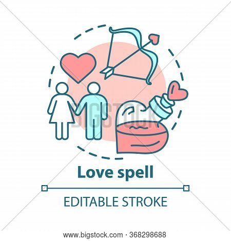 Love Spell Concept Icon. Witchcraft And Alchemy Idea Thin Line Illustration. Philtre, Romantic Elixi