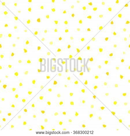 Seamless Watercolor Vector Pattern. Yellow Hand-drawn Brush Strokes Circles On Isolated On White Bac
