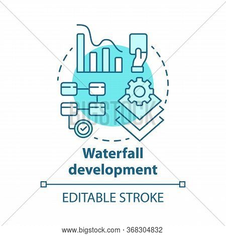 Waterfall Development Concept Icon. Sequential Phases Of Project. Strategy Management. Workflow Admi