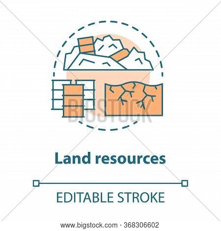 Land Resources Concept Icon. Natural Minerals Usage Idea Thin Line Illustration. Soil Pollution And 