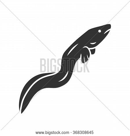 Eel Glyph Icon. Floating Snakelike Fish. Sea Underwater Animal. Asian Seafood, Sushi Ingredient. Sna