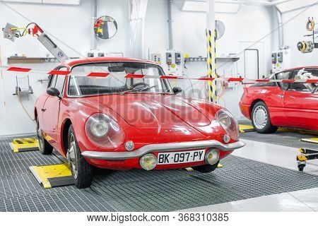 Dieppe, France - June 30, 2018: Alpine Car Modele 110 Berlinette V85 On The Exposition Vintage And C