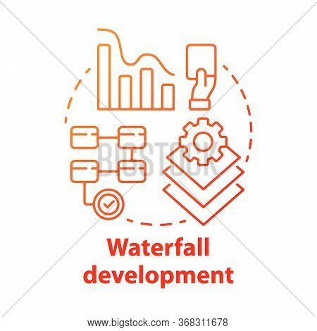 Waterfall Development Concept Icon. Sequential Phases Of Project. Strategy Management. Workflow Admi