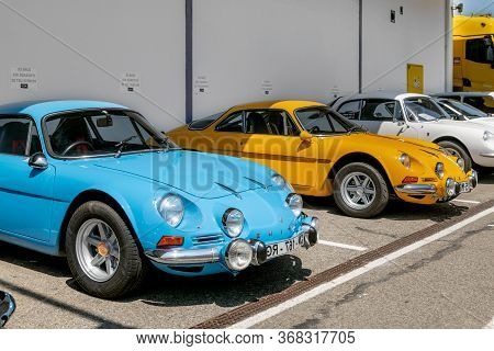 Dieppe, France - June 30, 2018: Alpine Car Modele 110 Berlinette V85 On The Exposition Vintage And C