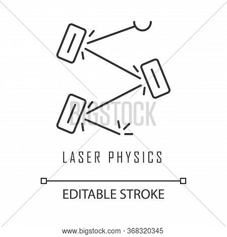 Laser Physics Linear Icon. Quantum Electronics, Laser Construction, Optical Cavity. Light Reflection