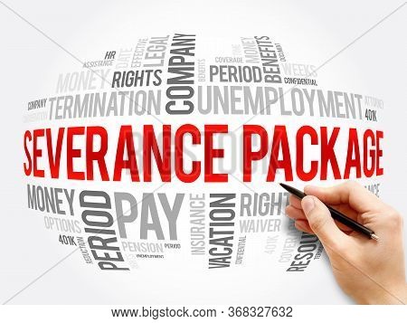 Severance Package Word Cloud Collage , Social Concept Background