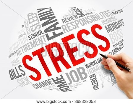Stress Word Cloud Collage, Health Concept Background
