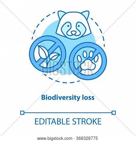 Biodiversity Loss Concept Icon. Disappearance Of Plants And Animals From Planet Idea Thin Line Illus