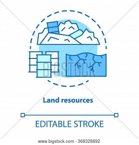 Land Resources Concept Icon. Natural Minerals Usage Idea Thin Line Illustration. Soil Pollution And 