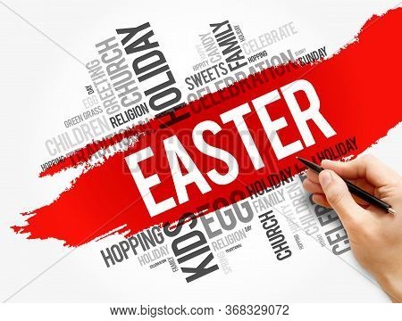 Easter Word Cloud Collage, Holiday Concept Background