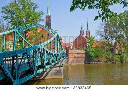 broen til øen Tumski, Wroclaw, Polen