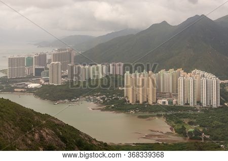 Hong Kong / China - July 23, 2015: Areal View Of New Residential Apartment Buildings In Hong Kong Is