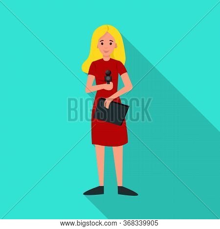 Vector Illustration Of Presenter And Mic Symbol. Graphic Of Presenter And Woman Stock Vector Illustr