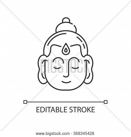 Gautama Buddha Pixel Perfect Linear Icon. Indian Philosopher. Religious Leader Of Ancient India. Thi