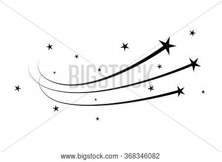 Magic Star Dust Trail, Star Glitter Vector Shoot Of Comet. Flying Meteorite Stardust