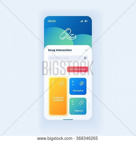 Drug Interaction Smartphone Interface Vector Template. Treatment Planning Mobile App Page Light Desi