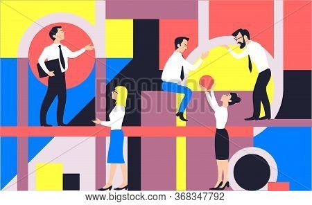 Modern Vector, Abstract, Flat Illustrations. A Group Of Like-minded People. A Business Team That Org