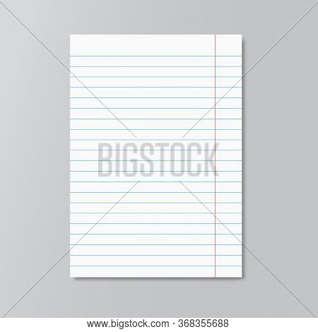 Realistic Copybook Page . Mockup. Paper Background. Notebook And Diary, Education, Organizer, Copybo