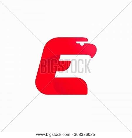 E Letter Logo With Eagle Head Silhouette. Vector Italic Font Perfect For Sport Identity, Luxury Post