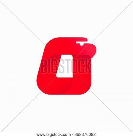 O Letter Logo With Eagle Head Silhouette. Vector Italic Font Perfect For Sport Identity, Luxury Post