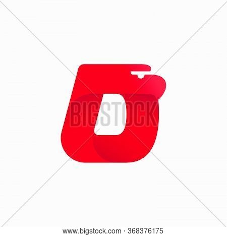 D Letter Logo With Eagle Head Silhouette. Vector Italic Font Perfect For Sport Identity, Luxury Post
