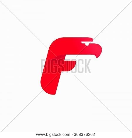 F Letter Logo With Eagle Head Silhouette. Vector Italic Font Perfect For Sport Identity, Luxury Post