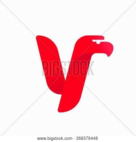 Y Letter Logo With Eagle Head Silhouette. Vector Italic Font Perfect For Sport Identity, Luxury Post