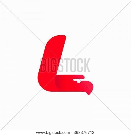 L Letter Logo With Eagle Head Silhouette. Vector Italic Font Perfect For Sport Identity, Luxury Post